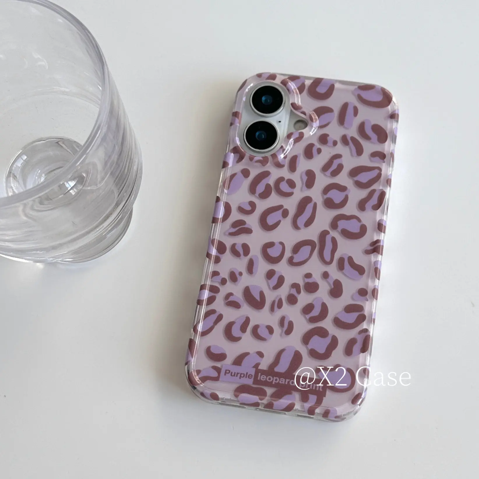Ins Spicy Girl Style Light Purple Leopard Print Phone Case For iPhone 17 AIR 16 15 14 13 12 11 Pro XR Max 7 8 Plus Y2K Cover view 2