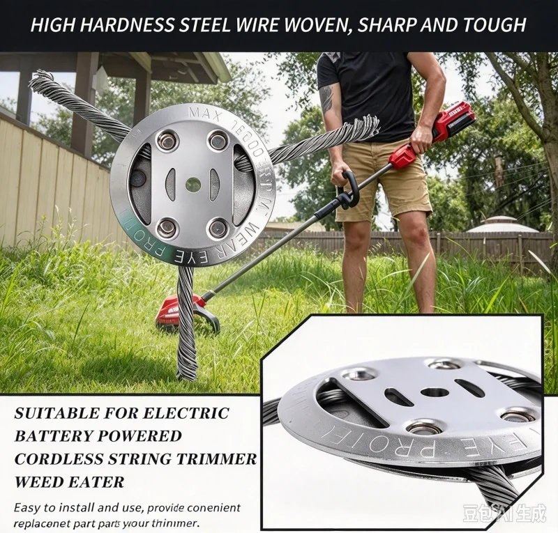 1Pcs 6 inch Universal Weed Brush Head Steel Wire Wheel Grass Trimmer Head Removal Moss Rust Weed Head Replacement Accessories