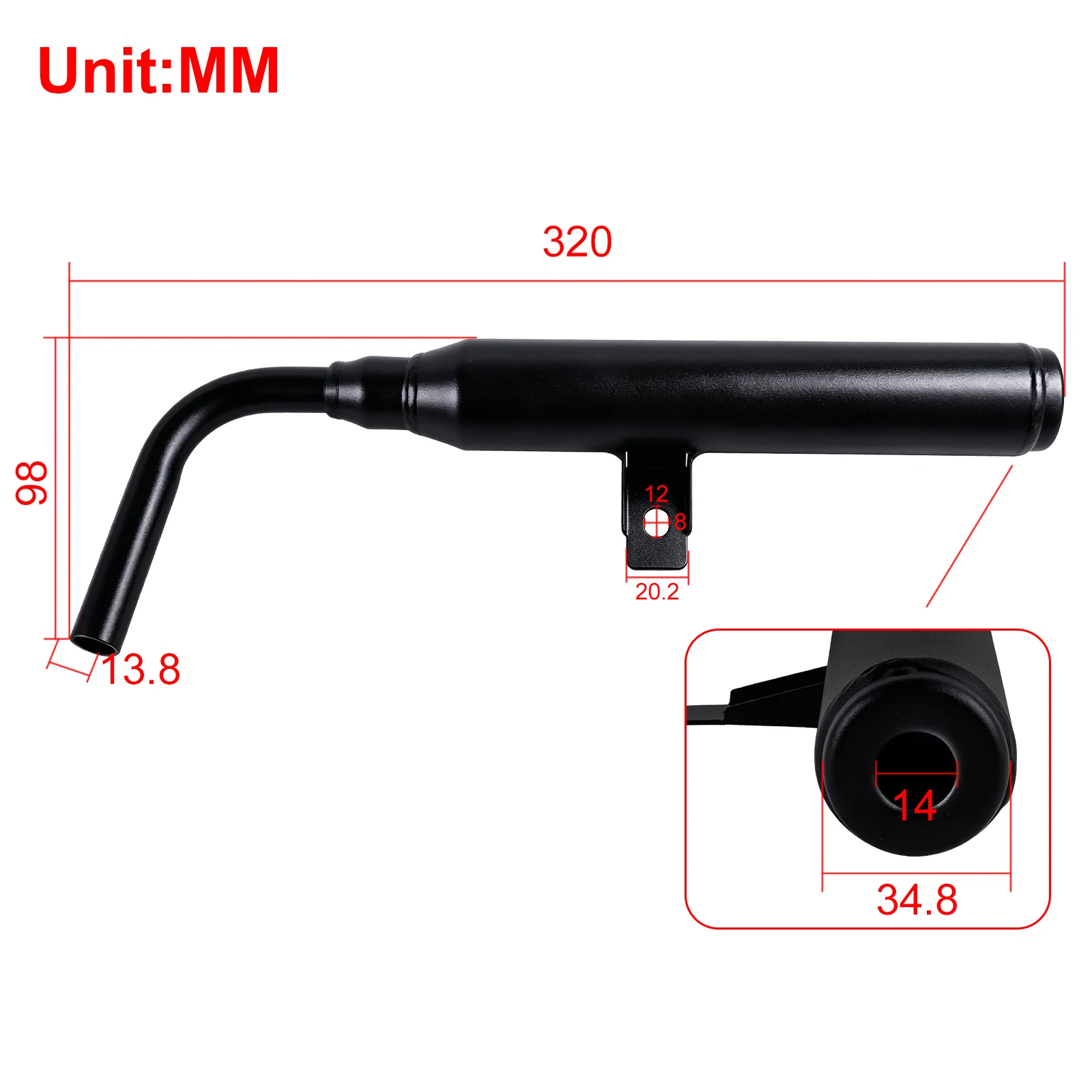 Motorcycle Muffler Pipe Exhaust for Yamaha PW50 PY50 PW PY 50 PEEWEE 50 Dirt Bike Kids Replaces Existing Exhaust view 2