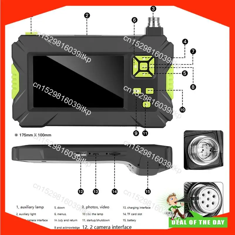 กล้องตรวจสอบท่อแบบมีไฟ LED รุ่น August HD Borescope เลนส์ 8 มม. กล้องตรวจจับภาพแบบวิดีโอ สายแข็ง