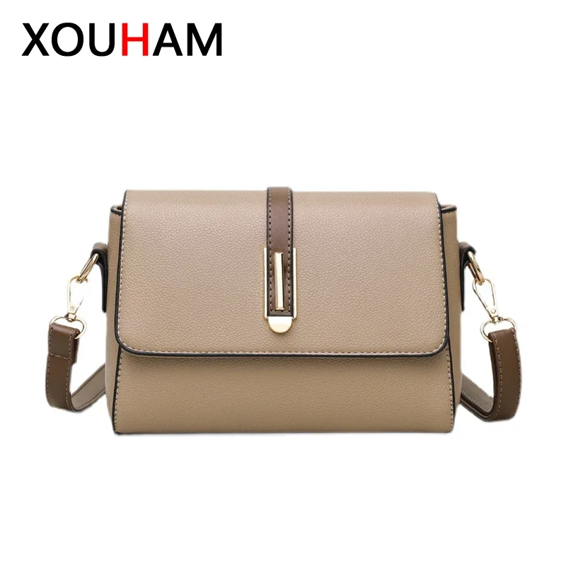 XOUHAM Crossbody Bags for Women PU Leather Cross Body Purses British Style Cute Designer Handbag Ladies Solid Color Shoulder Bag