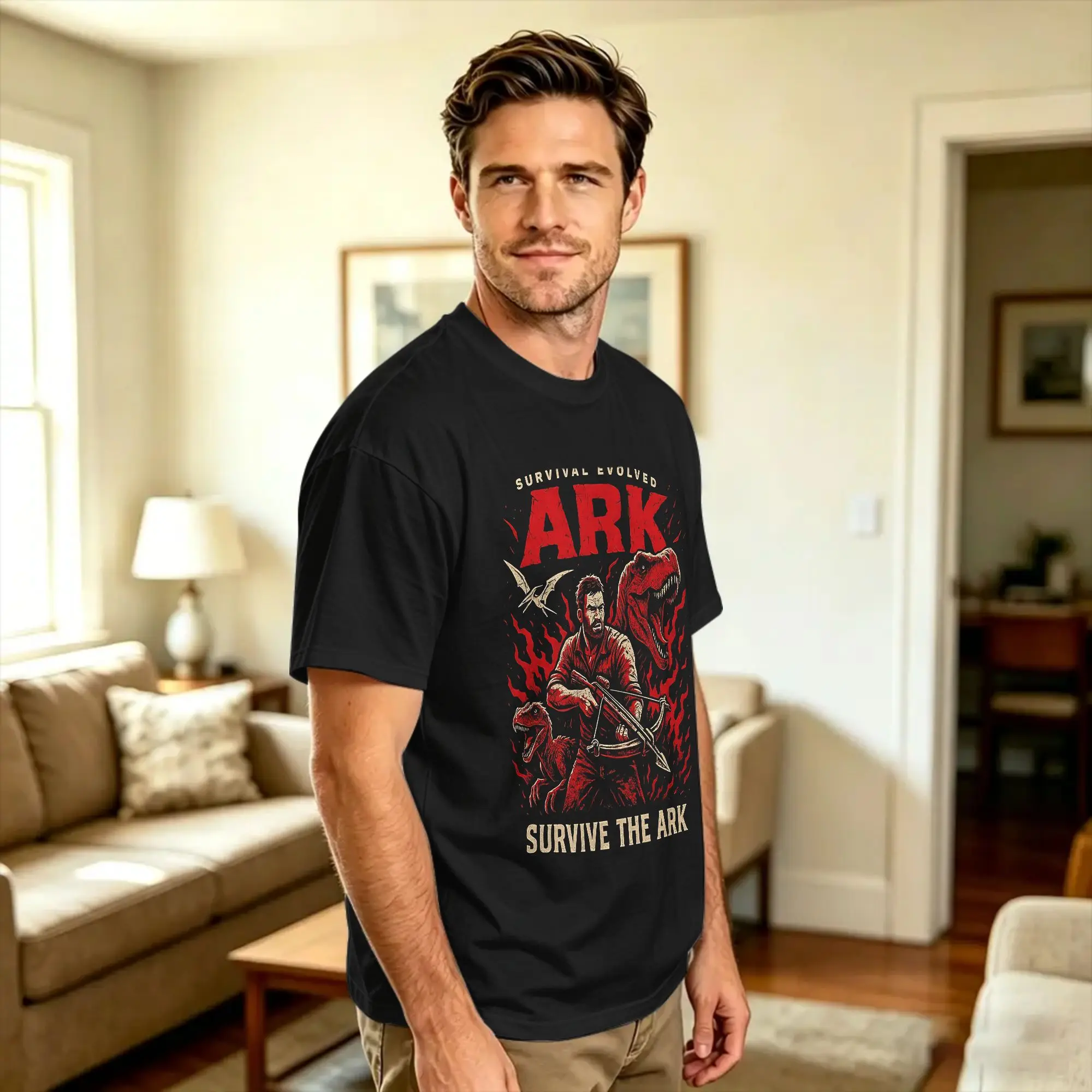Oversized T Shirt ARK Survival Evolved Primal Instinct Pure Cotton T-Shirts  Fashion Tshirt for Men Summer Y2K Retro Casual Tees