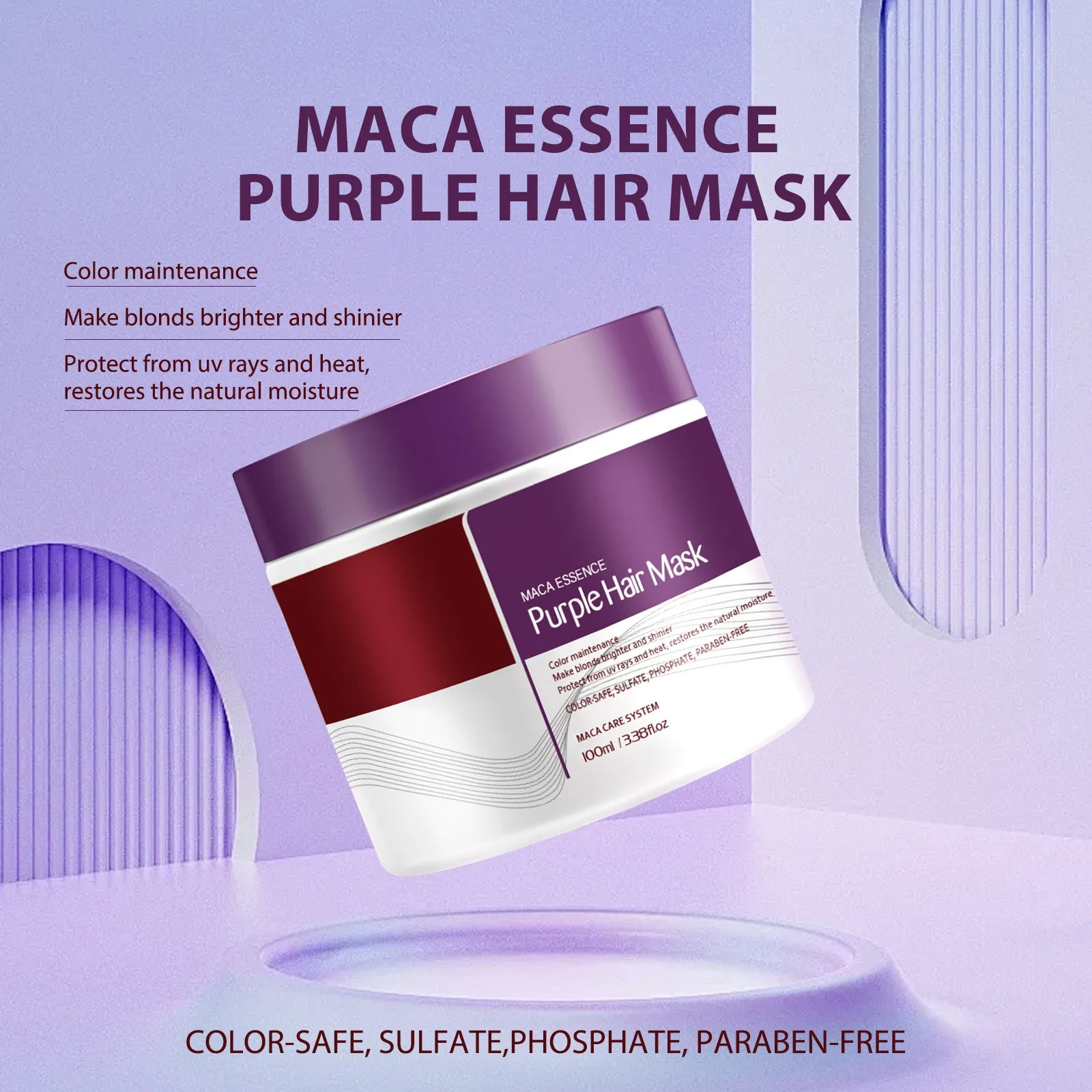 

100ml Collagen Hair Mask Purple Professional Hair Care Frizzy Dry Damaged Hair Soft Smoothing Shiny Hair Deep Moisturizing Hair