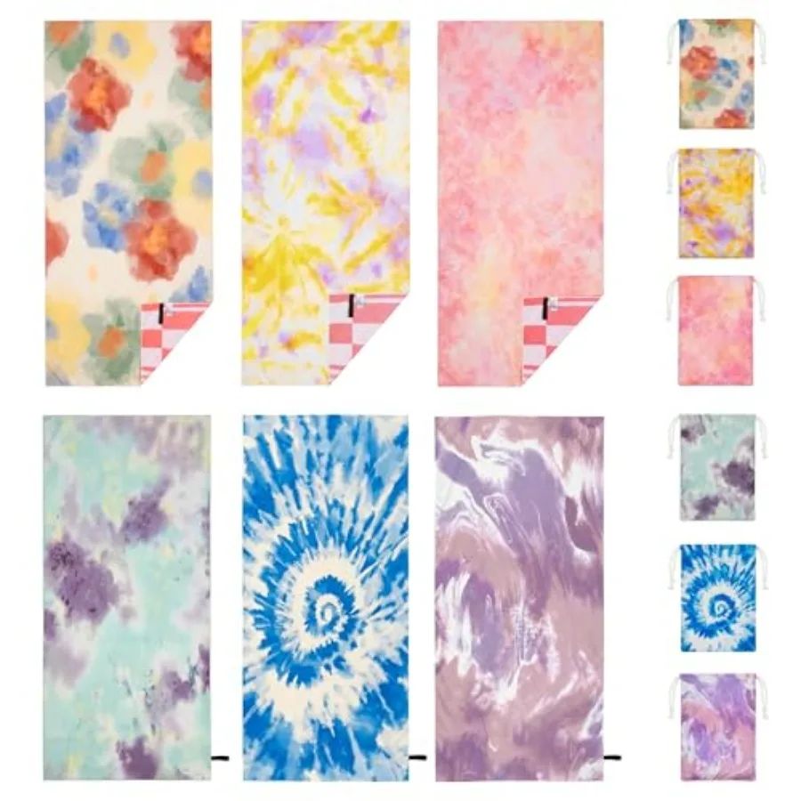 

6 Pack Microfiber Beach Towel Oversized with 6pcs Travel Bag, 71 * 36 Cruise Quick Dry XL Beach Towels for Cruise Pool Yoga Gym