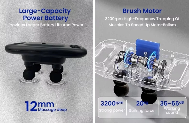 Four-head fascia device, wireless back massager, high-frequency vibration body relaxation massager, shoulder calf massage
