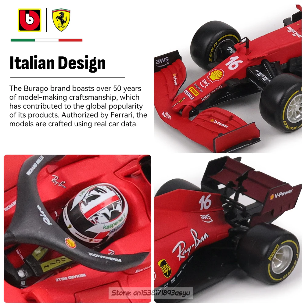 bburago-1-18-2021f1-scuderia-ferrari-sf21-modele-de-voiture-en-alliage-charles-leclerc-16-jouet-cadeau-d'anniversaire-collection-de-voitures-de-course-classiques