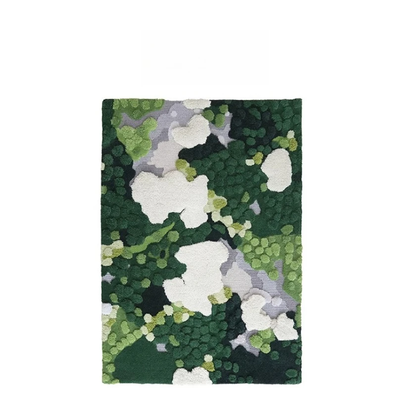

Wool Forest Moss Green Living Room Large Carpet Fiber Art High Value Bedside Blanket