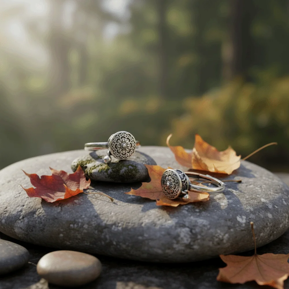 Finger Rings Rotatable Spinner Ring Flower Adjustable Vintage Ring Open Ethnic Style Fortune Wealth Ring Gift
