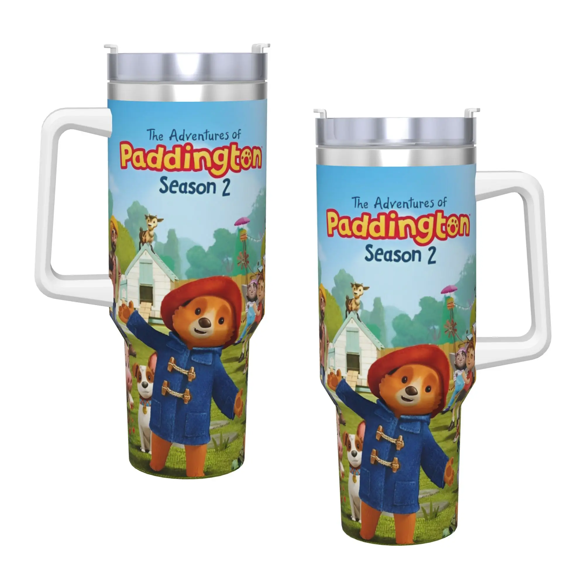 

Britain Paddington Brown Bear Stainless Steel Tumbler Travel Thermal Mug Lid 40oz Car Mugs Cold Drink Water Bottle