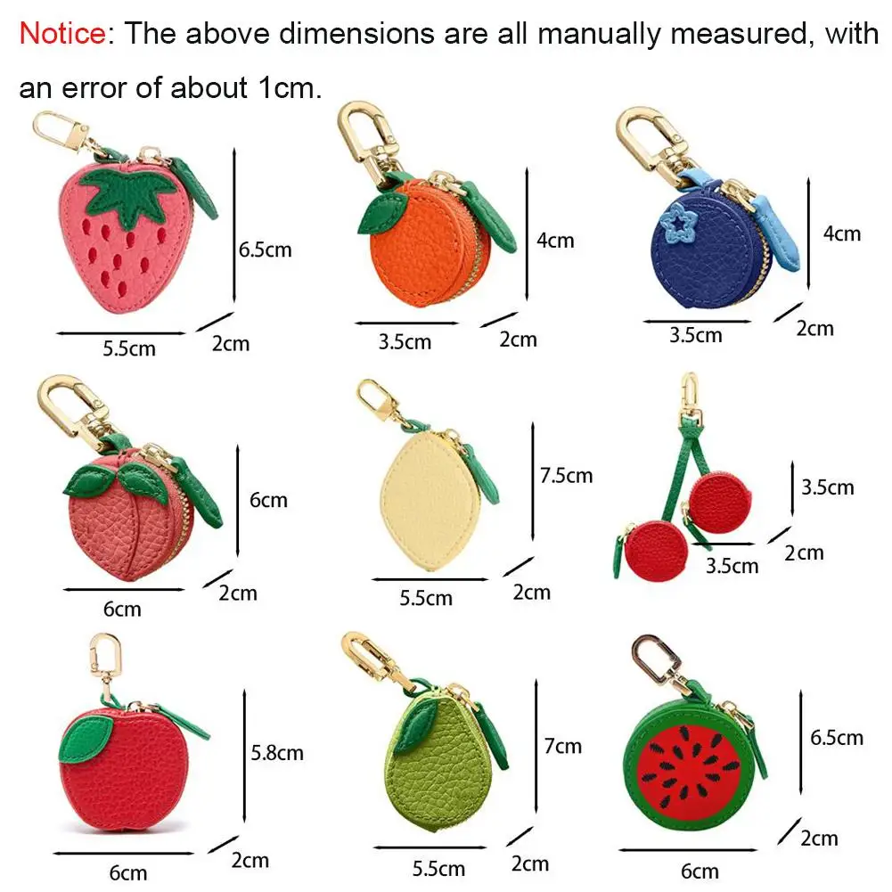 Fruit Shape Cherry Design Fruit Charm Coin Purse Blueberry Peach Cute Key Chain Mini Pouch Wallet Gift view 6