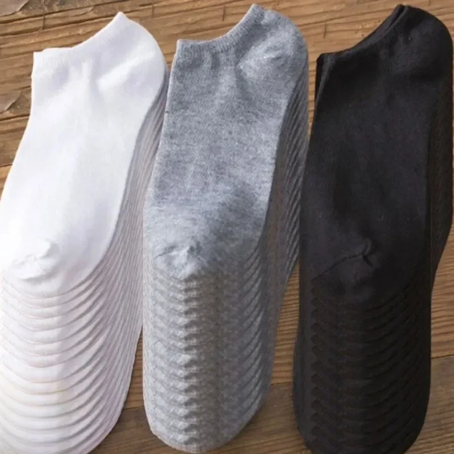 

50 Pairs of Lightweight Thin Black/white/gray Socks, Soft, Non Slip and Elastic, Simple Design, Suitable for Daily Wear