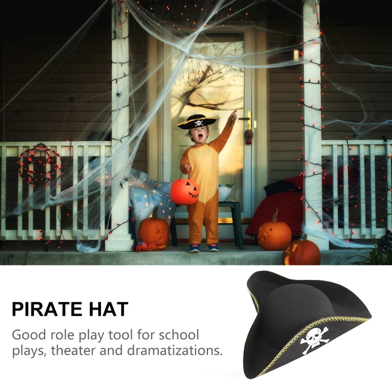 Stage Performance Pirates of the Caribbean Decoration Halloween Imitation Leather Pirate Hat Tricorne Hat Captain Jack Hat