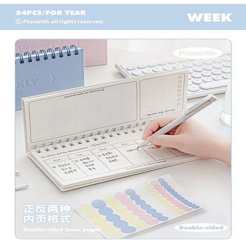 Annual 54 Sheets Weekly Planning Notepad Stationery Can Stand Table Planner with Notes Daily Schedules Top Priorities Achieve