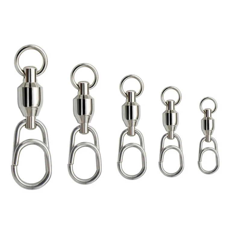 

100pcs Fishing Swivels Snap Ball Bearing Swivel Stainless Split Ring Fishing Snap Rolling Swivel Carp Fishing Lure Connectors