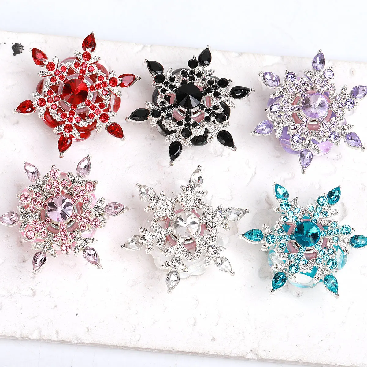

4.1cm 2pcs Random Color Mix Rhineston Rotatable Snowflake Shape Heart Shape Crystal Beads For Jewelry Making Charm DIY Necklace