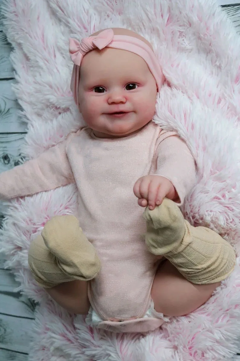 

NPK 49CM Already Painted Doll Maddie Soft Body Cuddly Baby Doll Lifelike 3D Skin Multiple Layers Painting Art Doll