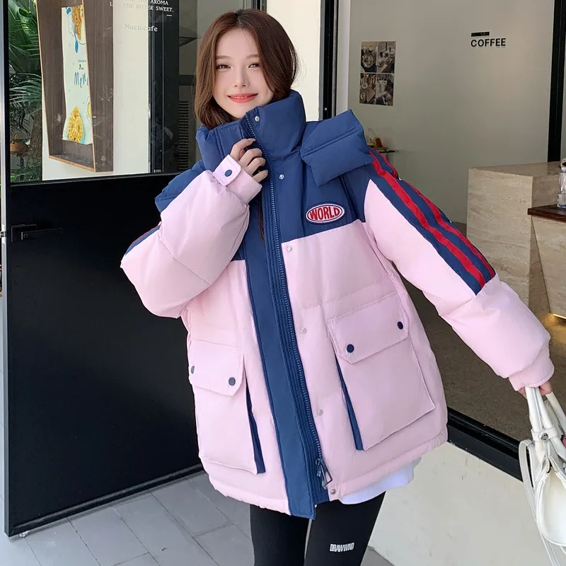 Parkas Coats New Women Down Cotton Coat 2023 Winter Jacket Female Short Parkas Loose Thick Warm Outwear Hooded Versatile Fashion