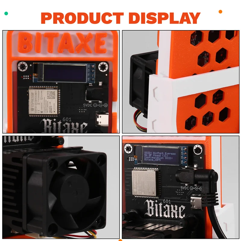 حامل ترقية Bitaxe Gamma 601 1.2TH/S BTC Solo Miner 18-22W BM1370 Asic من Antminer S21 Pro BTC Crypto Miner AU PLUG-TCE