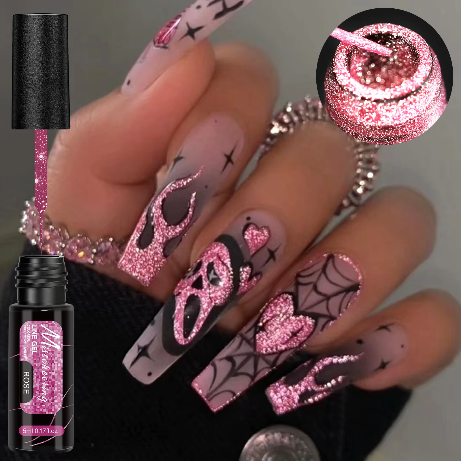 3pcs Fluorescent Line Gel Nail Polish Super Shiny Glitter Ultra Thin Line Painting Nail Art Graffiti Stripe Nail Art Gel Varnish