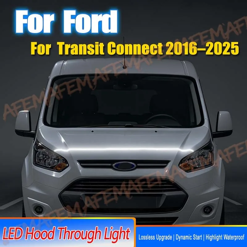 LED Daytime Running Light Strips Universal Hood Lamp Flexible Car LED Guide Lights Waterproof 12V DRL For Ford Transit Connect