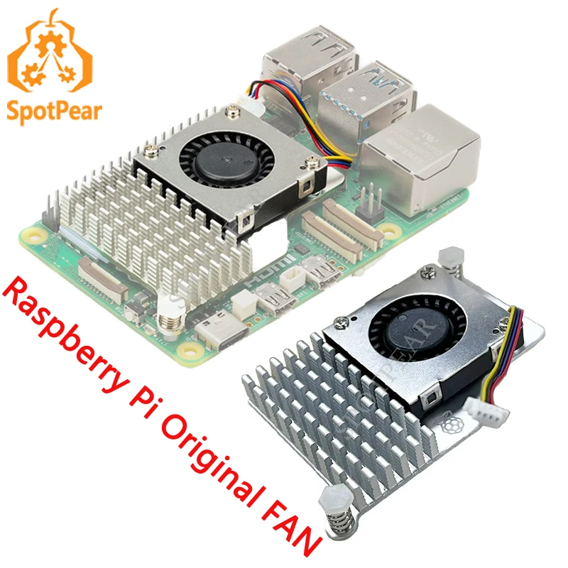 Raspberry Pi 5 Active Cooler Official FAN Heatsink with Adjustable Speed Cooling Fan Metal Heatsink Radiator