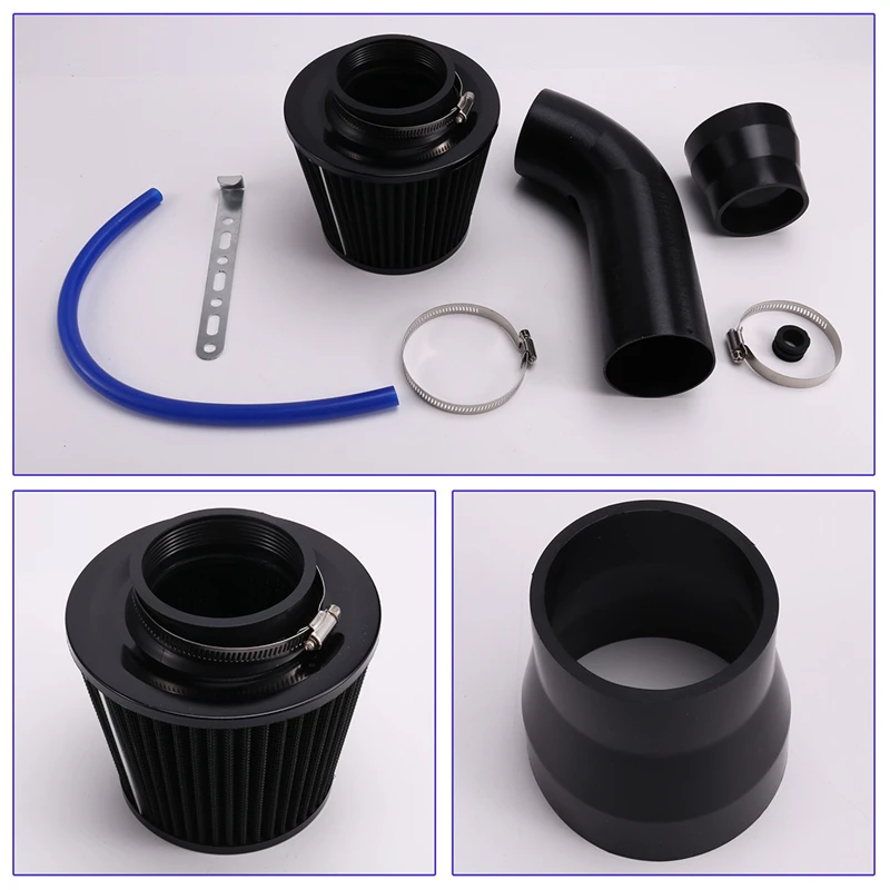 76Mm/3-Inch Car Air Filter With Intake Pipe System Turbine Induction Kit Aluminum Universal Truck Accessories