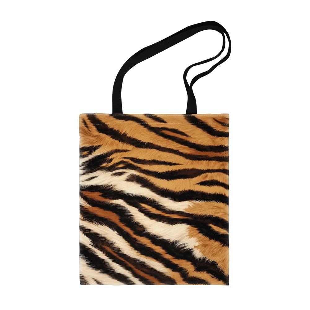 Shopping Bag Leopard Print Zebra Tiger Stripe Animal Pattern Tote Bag, Lightweight Grocery Storage Bag School Shoulder Bag