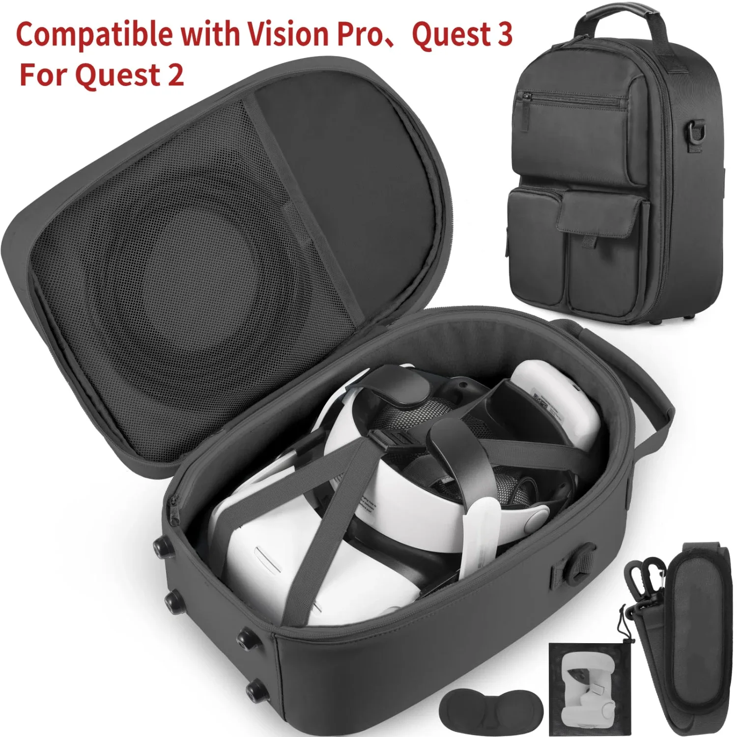 VR Carrying Case for Meta Quest 3 /2 Elite Strap Travel Storage Bag Compatible with Meta Quest 3S PICO 4 VR Headset Accessories