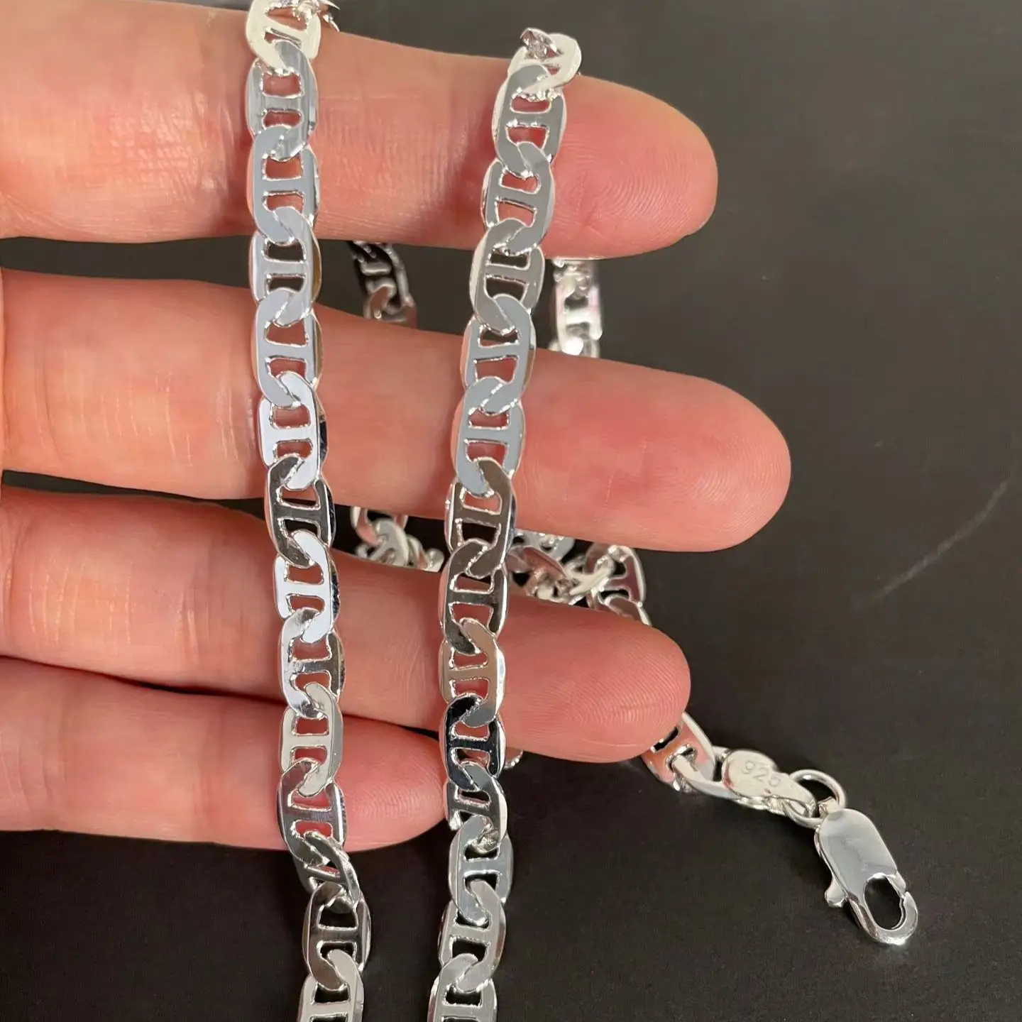 

925 Sterling Silver Necklace 40-60cm 6MM Fashion Wedding Party Jewelry for Women And Men