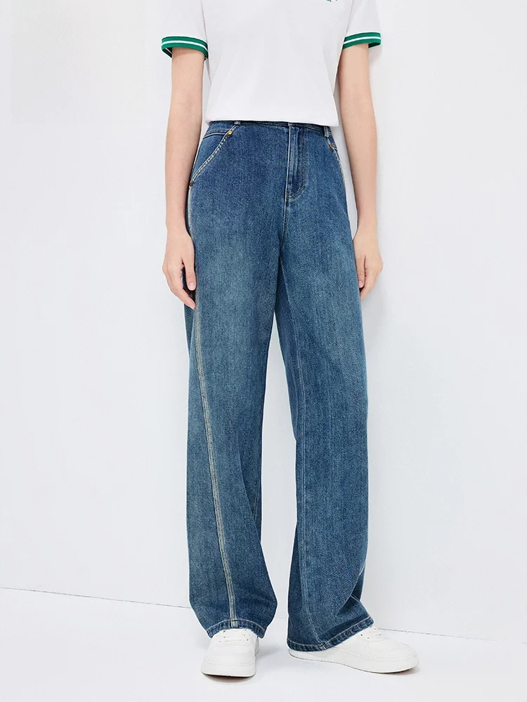 

Женские джинсы Navigare Vintage Denim с прямыми штанинами, весна-лето, новинка, утягивающие, повседневные, с завышенной талией