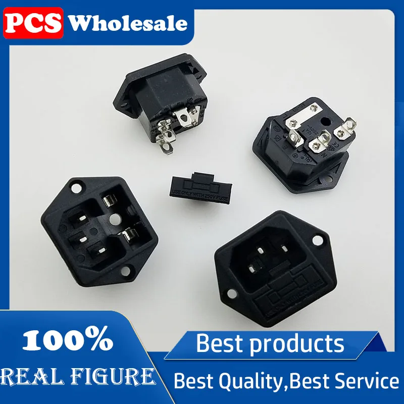 AC Power Socket with Fuse Cassette, Card Buckle Fixed/Double Ears, CCC Certified, 10A/250V, AS-07/AS-08