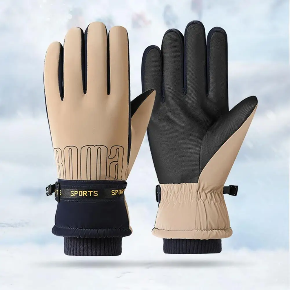 Ski Gloves Thickened Plush Lining Touchscreen Gloves Outdoor Waterproof Snow Gloves Snowboard Riding Keep Warm Windproof Glove