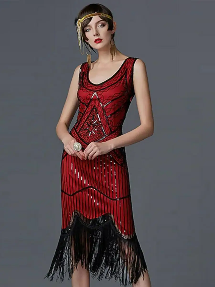 Retro Tassel Dr for Stage Performance And Dance Par 920S Sle Polyester Material Spring Collection by xiao