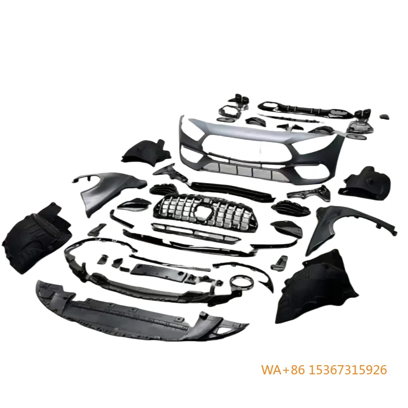 

Bolt-On Plastic+ABS Black 2013-2024 A-Class W177 New Upgraded A45S Wide-body Front Bumper