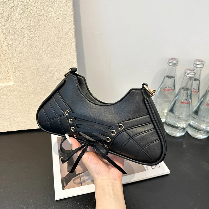 

Chain Shoulder Bag Ladies Fashion Handbag Bow Design Underarm Purse High End Brand Sac A Main Pure Pu Leather Armpit Shopper Bag