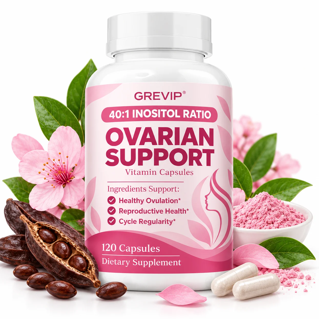 Ovarian Support Capsules - Supports Women's Reproductive Wellness, Healthy Cycles & Hormonal Balance with Myo-Inositol