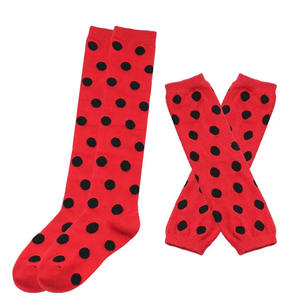 

Polka Dot Thigh High Stockings Arm Leg Warmers Ladybug Kids Knee High Socks 80s 90s Long Boot Stockings for Women Children's