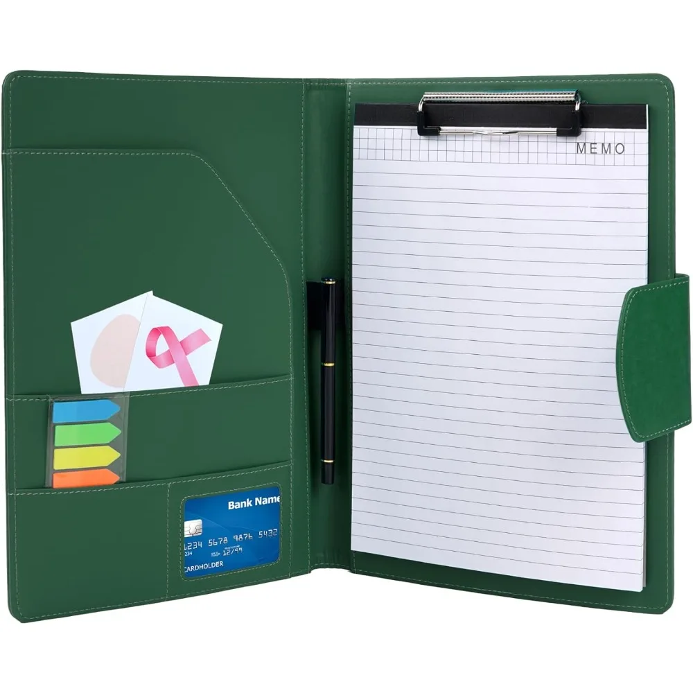 

A4 Leather Portfolio,All-in-One Folder Legal Pad Padfolio,Business Interview Legal Organizer with Magnetic Closure,Resume Folder