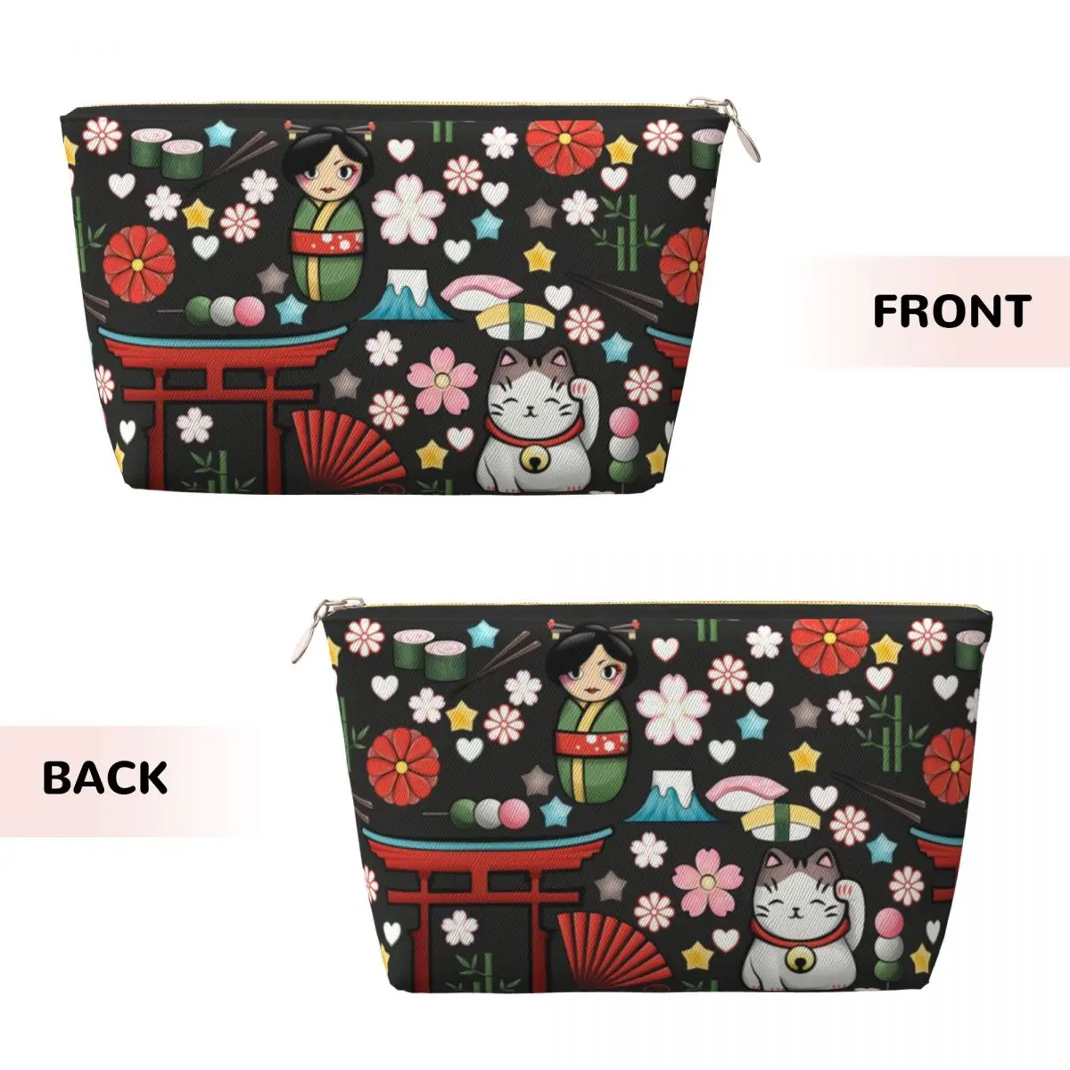 Custom Travel Kawaii Maneki Neko Lucky Cat Toiletry Bag Japanese Geisha Cosmetic Makeup Organizer Beauty Storage Dopp Kit Box