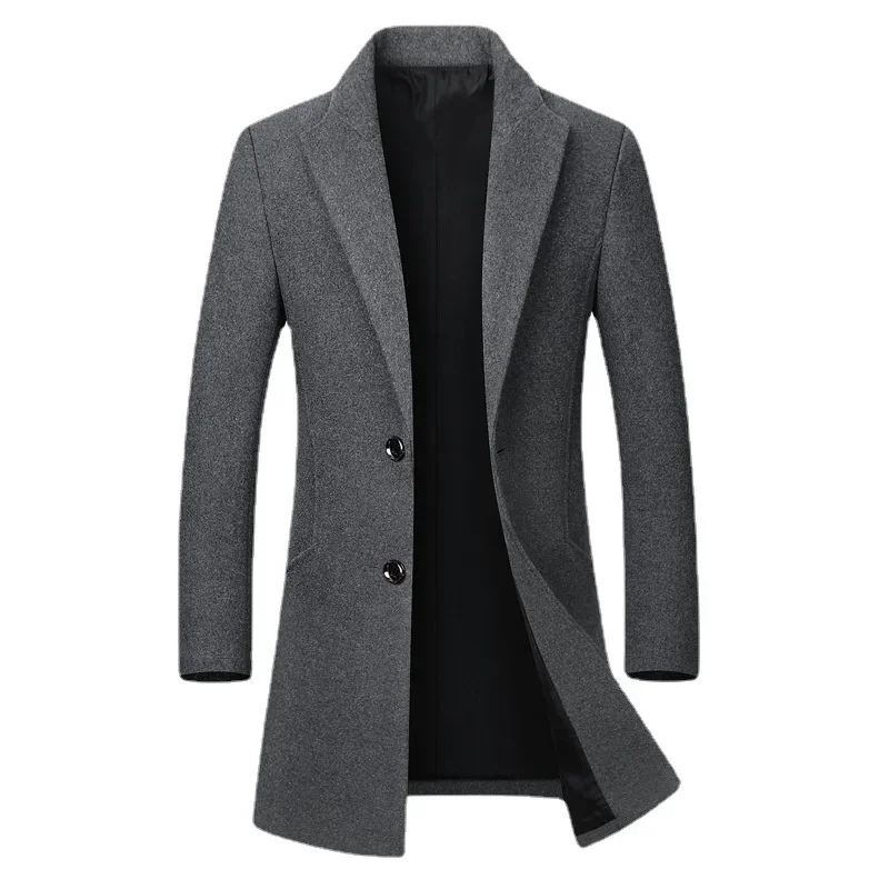 New Winter Men Cashmere Wool Blends Trench Coats Business Casual Overcoats Long Jackets Male Slim Wool Blends Coats Size XXL