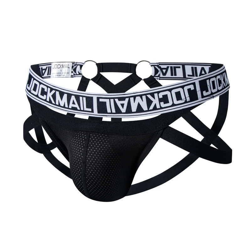 JOCKMAIL Sexy Men Bondage Underwear Jockstrap Mesh String Hollow Lingerie Thong Tangas Cueca Gay Sissy Underwear Penis Pouch