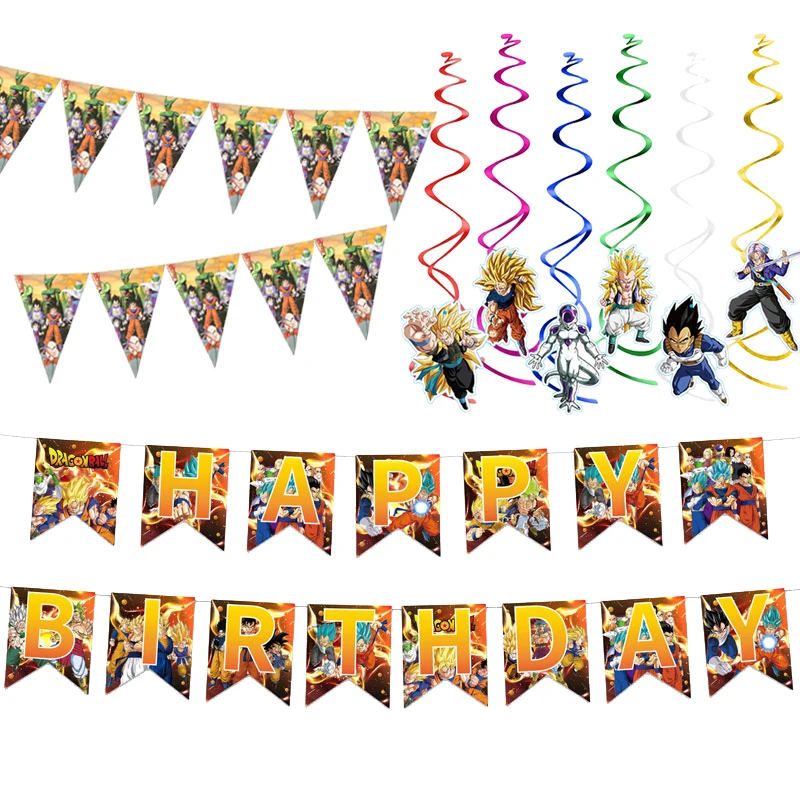 Dragon Ball Banner Goku Birthday Party Decoration Streamers Party Favors Background Baby Shower Supplies Kids Boys Gifts Toys