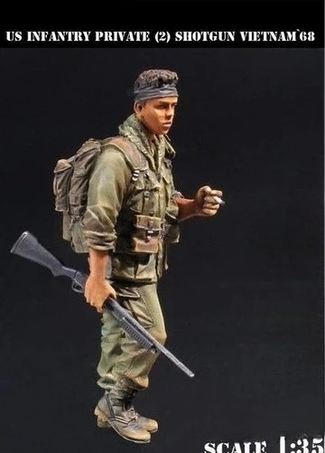 Harzfigur im Maßstab 1:35, zusammengebauter Modellbausatz, US Army Private # 2 mit Schrotflinte Vietnam History Miniature GK unmontiert und unbemalt