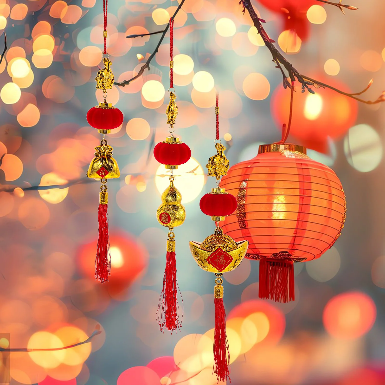 

6Pcs Creative Horse Hanging Pendant Chinese New Year Decoration Lucky Charms Bonsai Decorations for 2023 Spring Festival Home