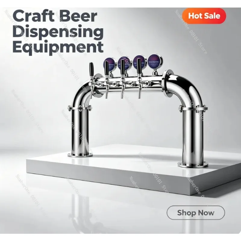 4-Tap Stainless Steel Draft Beer Tower, Multi-Faucet Beer Dispensing Column for Bar Pub Commercial Use