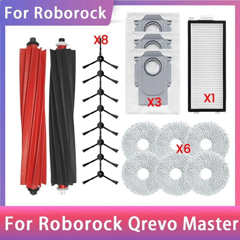 

20Oborock Qrevo Master/V20/P10S Pro Vacuum Main Side Brush Mop Cloths HEPA Filters Dust Bags