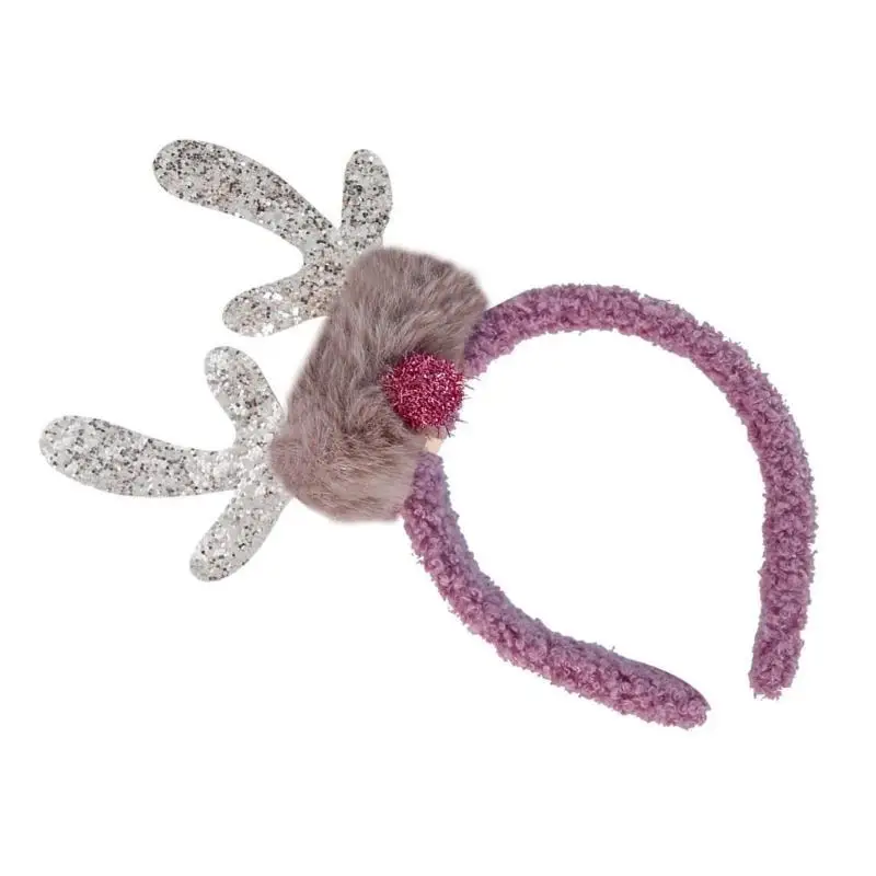 

P9FE Festive Reindeer Antlers Headwear with Ears Deer Hairband for Children Christmas Party Headpiece Novelty Decoration