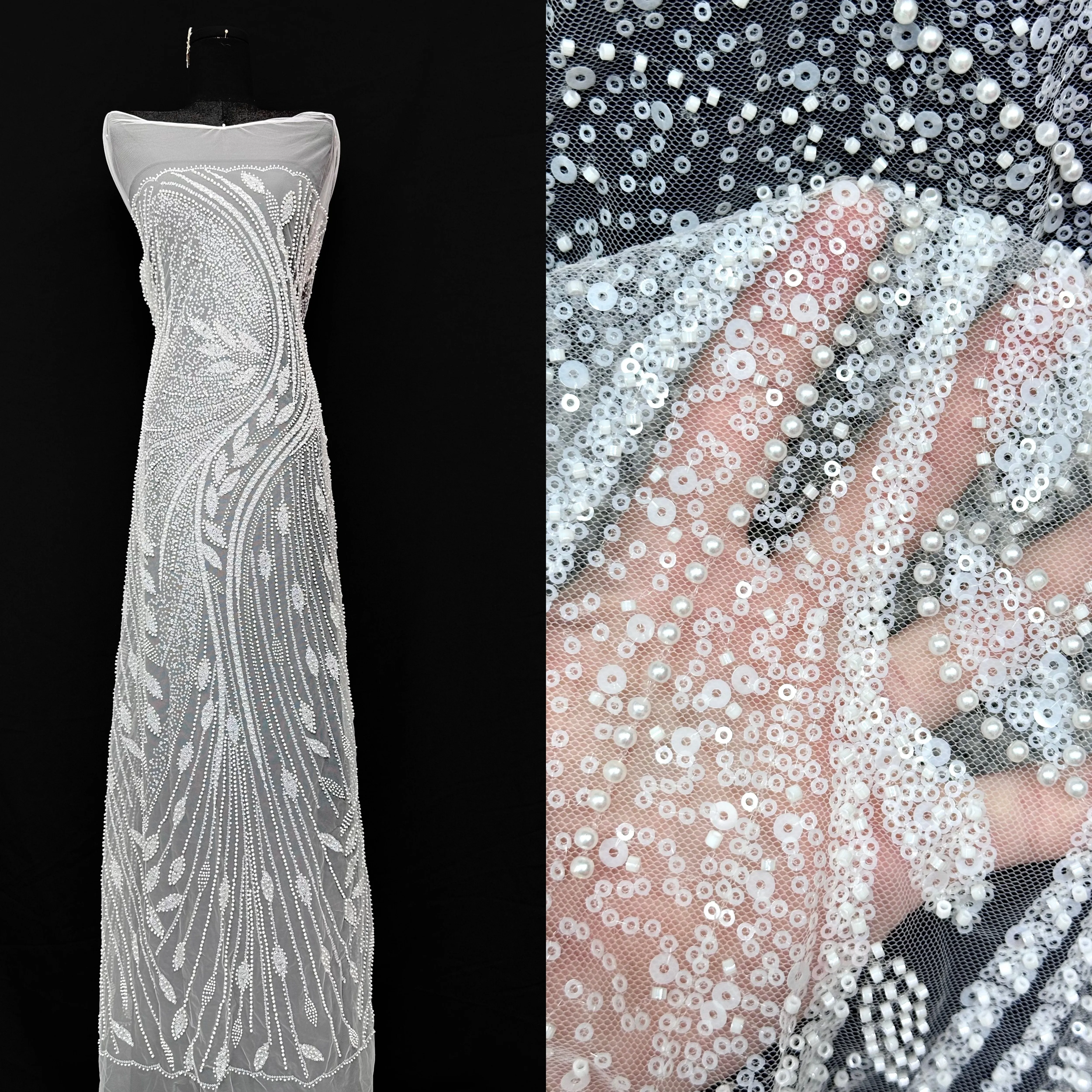 

Роскошная африканская сетчатая кружевная ткань с блестками, классический французский стиль для свадебных вечерних платьев, вышивка, женское французское кружево