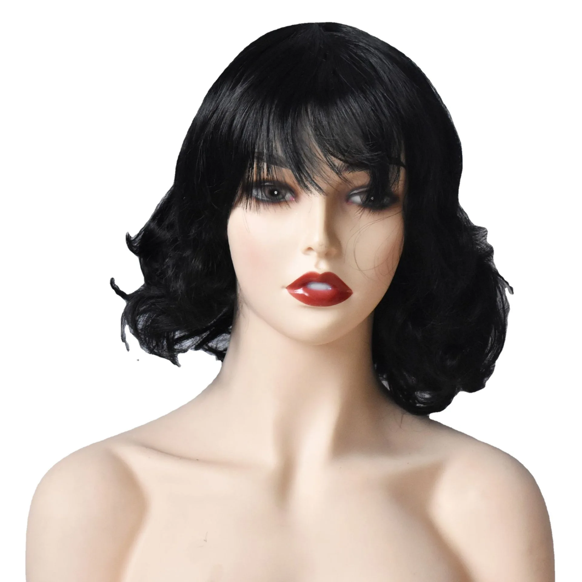 Nouveau style perruque naturelle et moelleuse mode grand-mère noir grand-mère pleine tête perruque