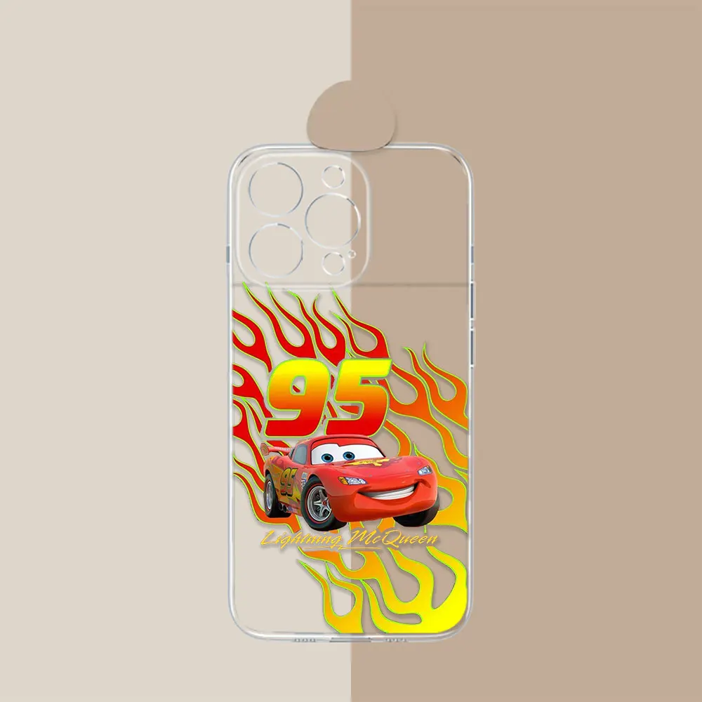 Disney Cars Lightning McQueen Phone Case For iPhone 11 13 12 Mini 15 14 Pro Max 8 7 Plus XR X S SE 15 14ProMax Transparent Cover